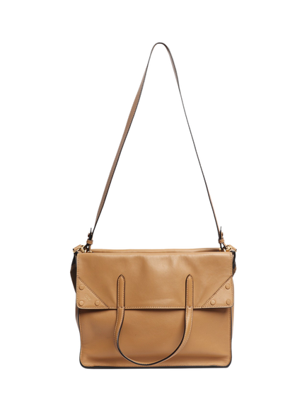 Pre-loved Fendi Flip Leather Tote Bag, Tan - view 2, Brown