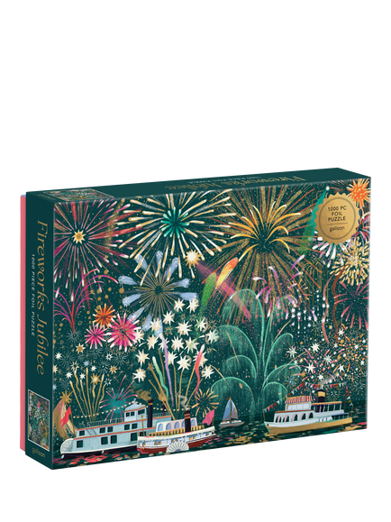 Galison Fireworks Jubilee 1000 Piece Foil Jigsaw Puzzle, Multi Multi