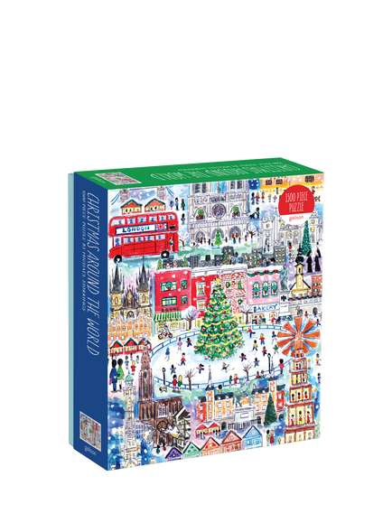 Galison Michael Storrings Christmas Around the World 1500 Piece Jigsaw Puzzle, Multi Multi