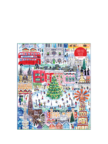 Galison Michael Storrings Christmas Around the World 1500 Piece Jigsaw Puzzle - view 2, Multi Multi
