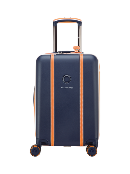DELSEY Paris x Roland-Garros Cadence 55cm Expandable 4-Wheel Suitcase, 34L, Navy/Orange, Navy/Orange