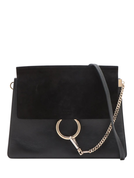 Pre-loved Chloé Faye Leather Shoulder Bag, Black, Black