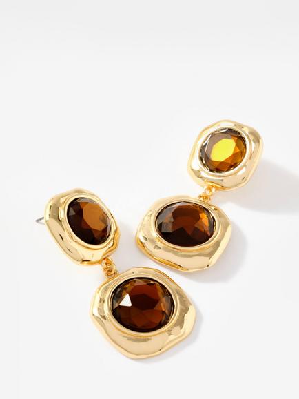 Mint Velvet Resin Drop Earrings, Brown - view 2, Brown
