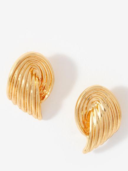Mint Velvet Ridged Wing Earrings, Gold, Gold