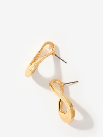 Mint Velvet Sculpted Wave Earrings, Gold - view 2, Gold
