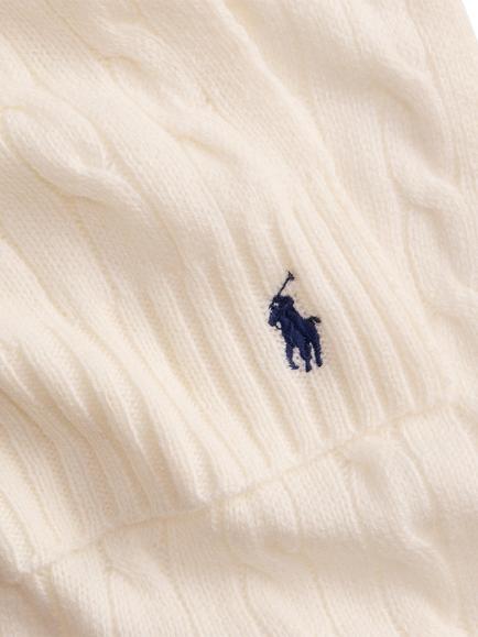 Polo Ralph Lauren Wool Rich with Cashmere Cable Knit Scarf & Beanie Hat, Cream - view 2, Cream