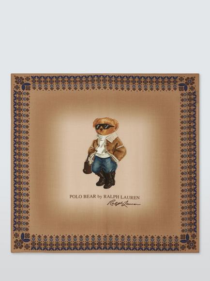 Polo Ralph Lauren Polo Bear Winter Wool Square Scarf, Beige, Beige