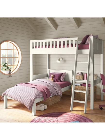 Stompa Arven High Sleeper with Single Bed, White - view 2, White