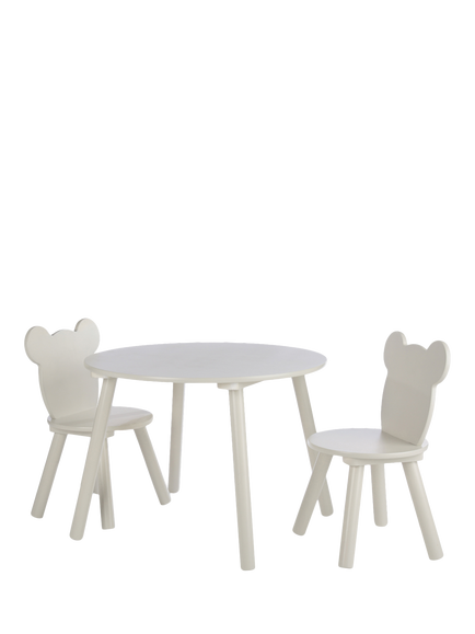 CuddleCo Play House Bear Table & Chairs, White, White