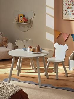 CuddleCo Play House Bear Table & Chairs, White - view 2, White