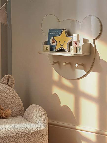 CuddleCo Play House Bear Shelf, White - view 2, White