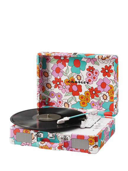 Crosley Groovy Floral Turntable, Pink, Pink