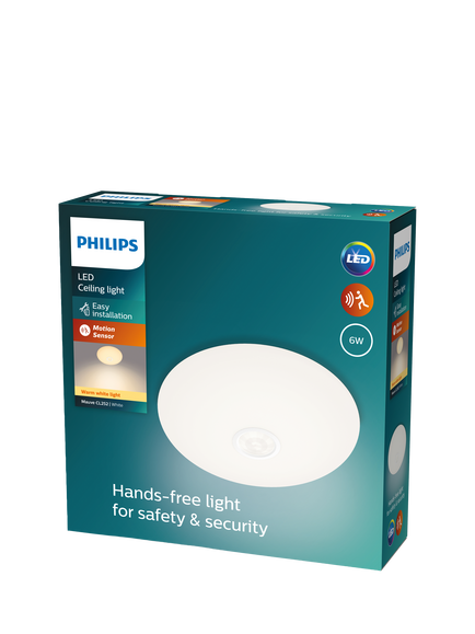 Philips Mauve CL252 LED Motion Sensor Flush Ceiling Light, White - view 2, White White