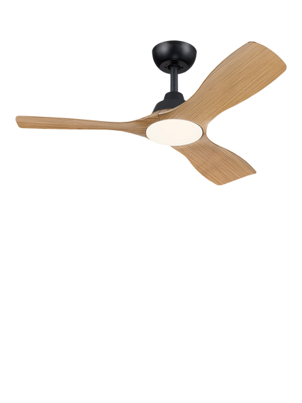 Philips Olas Wood-Effect Tunable LED Ceiling Light Fan, Black, Light Wood