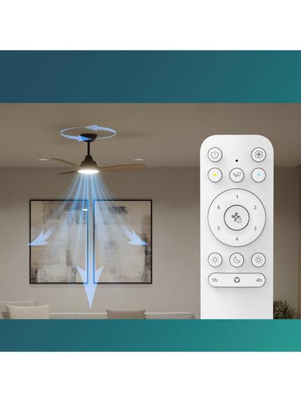 Philips Olas Wood-Effect Tunable LED Ceiling Light Fan, Black - view 2, Light Wood