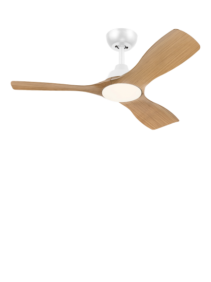 Philips Olas Wood-Effect Tunable LED Ceiling Light Fan, White, Light Wood