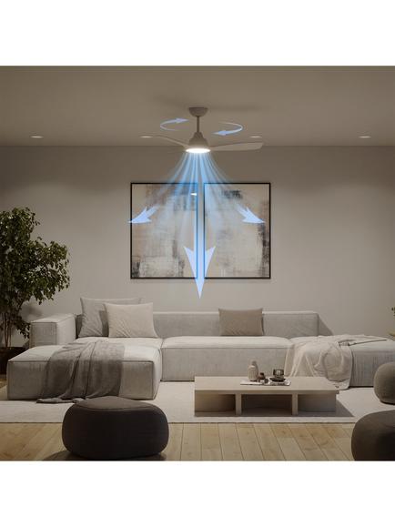 Philips Olas Wood-Effect Tunable LED Ceiling Light Fan, White - view 2, Light Wood