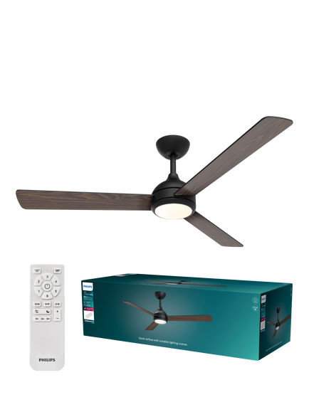 Philips Velyx LED Ceiling Fan Light, Dark Wood/Black - view 2, Dark Wood