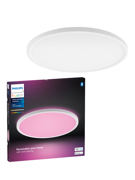 Philips Hue Tento Smart White & Colour Ambiance Medium Panel Slim Ceiling Light, White - view 2, White White