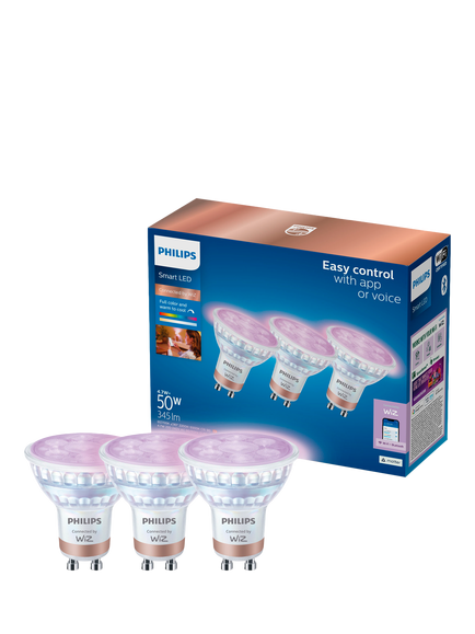 Philips Smart GU10 RGB Full Colour LED Bulbs, Pack of 3 - view 2, Multi