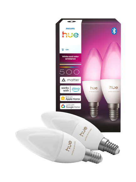 Philips Hue Smart White & Colour Ambience B39 E14 EU Bulb, Pack of 2 - view 2, Multi