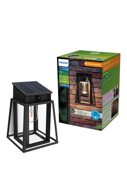 Philips Lysin Ultra Efficient Solar Power Motion Sensor Wall Light, Black - view 2, Black