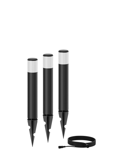 Philips Purex Garden Link Pedestal Pathway Stake Light Kit, Pack of 3, Black, Black
