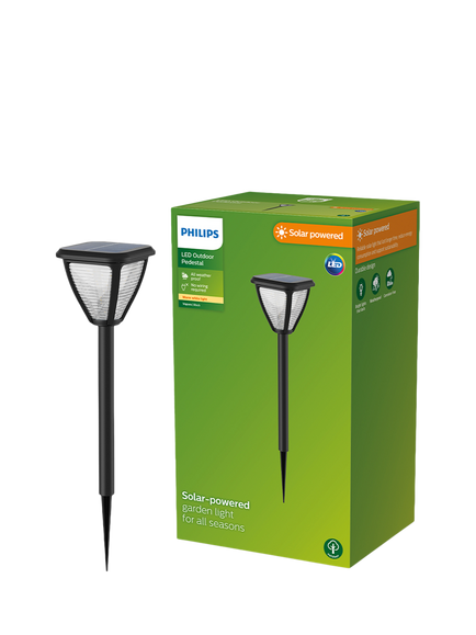 Philips Vapora Solar Power Outdoor Pedestal Pathway Stake Light, Black - view 2, Black
