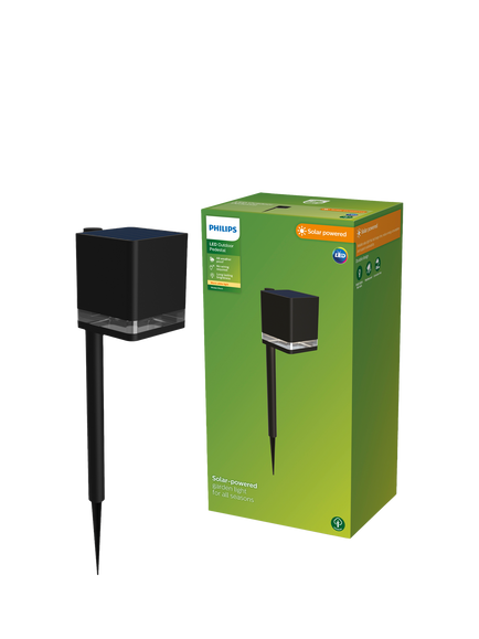 Philips Virona Solar Power LED Outdoor Pedestal Pathway Stake Light, Black - view 2, Black