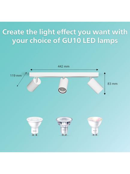 Philips Idris Bathroom Adjustable 3 Spotlight Ceiling/Wall Bar, White - view 2, White White