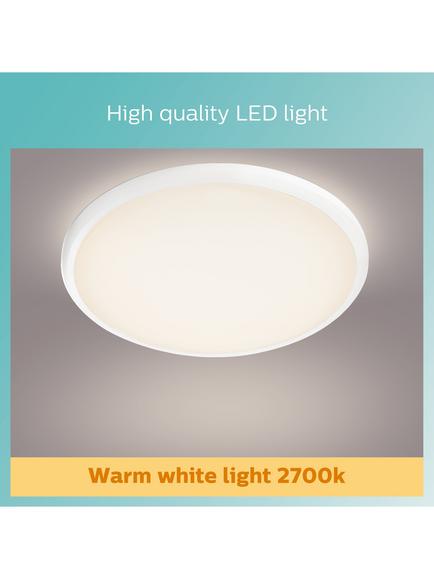 Philips Spray Bathroom Flush Ceiling Light, White - view 2, Silver Chrome