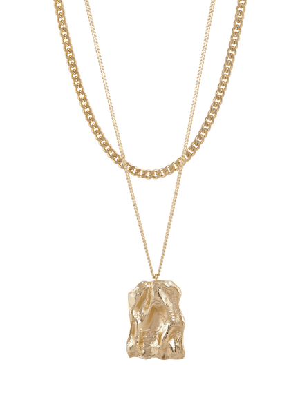 TUTTI Current Double Chain Pendant Necklace, Gold, Gold
