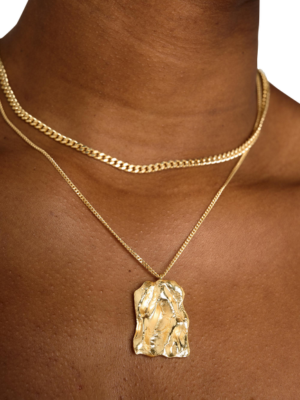 TUTTI Current Double Chain Pendant Necklace, Gold - view 2, Gold