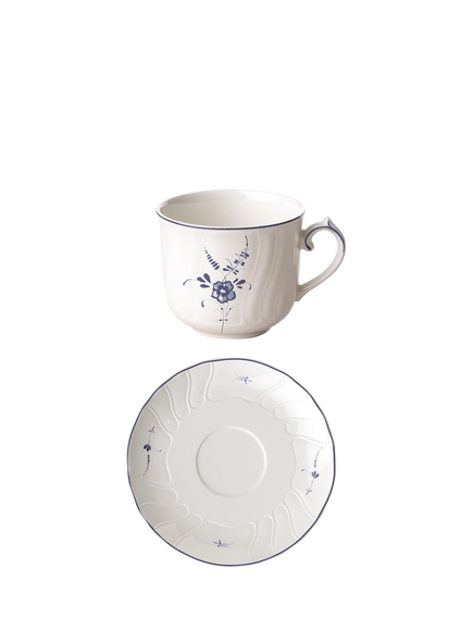 Villeroy & Boch Old Luxembourg Porcelain Coffee Cup & Saucer, 120ml, Blue/White, Multi