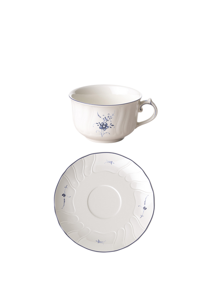 Villeroy & Boch Old Luxembourg Porcelain Coffee Teacup & Saucer, 120ml, Blue/White, Multi