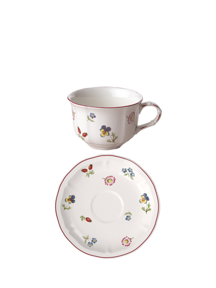 Villeroy & Boch Petite Fleur Porcelain Teacup & Saucer, 250ml, White/Metal, Multi