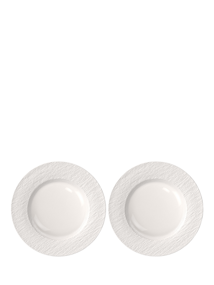 Villeroy & Boch Manufacture Ice Porcelain Dinner Plate, Set of 2, 23.5cm, White, White