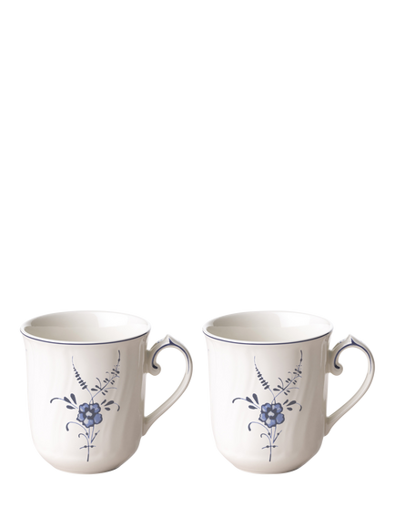 Villeroy & Boch Old Luxembourg Porcelain Mug, Set of 2, 260ml, White/Blue, Multi