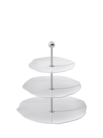 Villeroy & Boch Pura Bone Porcelain 3-Tier Cake Stand, 22.5cm, White, White