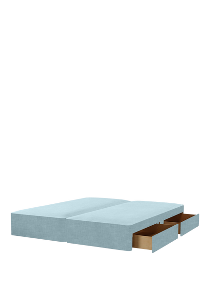John Lewis OUTLET Pocket Sprung 4 Drawer Storage Divan Base, Super King Size, Cotton Effect Beige, Relaxed Linen Duck Egg