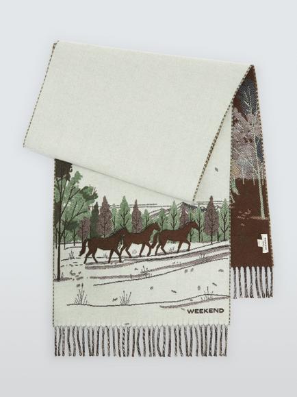 Weekend MaxMara Wool Rich Horse Scarf, Ivory, Ivory
