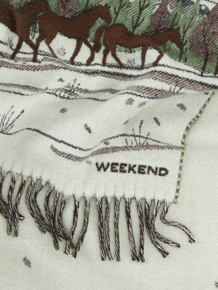 Weekend MaxMara Wool Rich Horse Scarf, Ivory - view 2, Ivory
