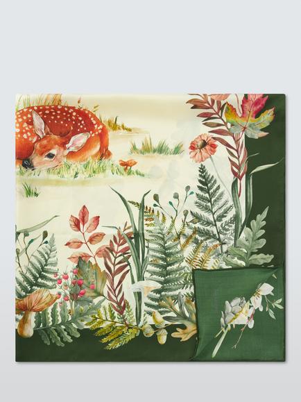 Weekend MaxMara Deer Print Oversized Silk Square Scarf, Green/Multi, Multi