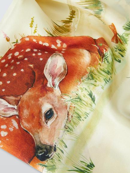 Weekend MaxMara Deer Print Oversized Silk Square Scarf, Green/Multi - view 2, Multi