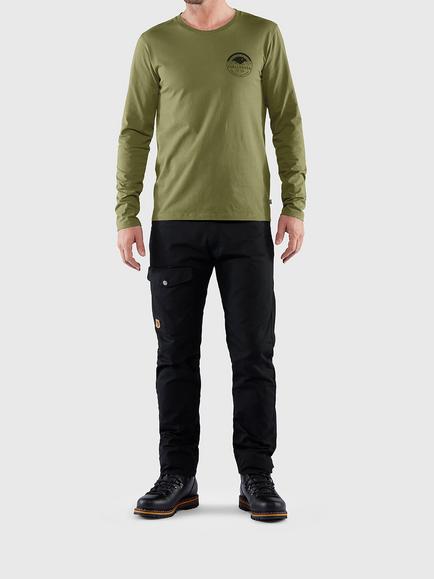 Fjällräven Nature Regular Fit Cotton Long Sleeve T-Shirt, Caper Green, Caper Green