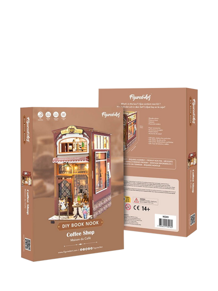 Figured'Art Coffee Shop Wooden Book Nook Craft Kit, Multi