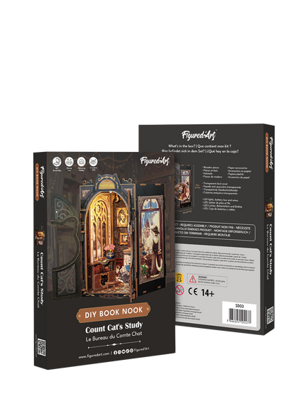 Figured'Art Count Cat's Study Wooden Book Nook Craft Kit, Multi