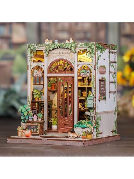 Figured'Art Green Life Book Shop Wooden Book Nook Craft Kit - view 2, Multi