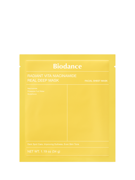 Biodance Radiant Vita Niacinamide Real Deep Facial Sheet Mask, x 4, Clear