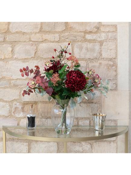 Floralsilk Artificial Chrysanthemum & Hellebore in Glass Vase, H70cm - view 2, Multi